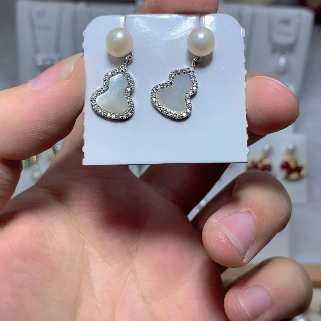 耳饰淡水珍珠银S925镶嵌