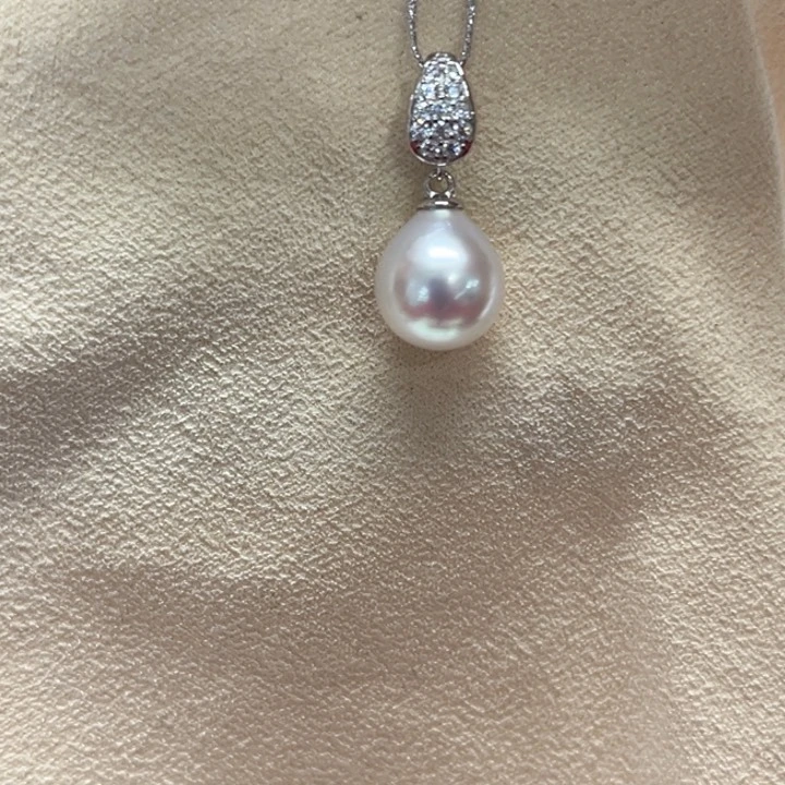 吊坠(不含链)银S925镶嵌海水珍珠10-11mm21号