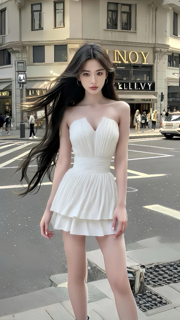 夏季新款纯欲辣妹风白色V领抹胸收腰连衣裙女气质显瘦高级感短裙