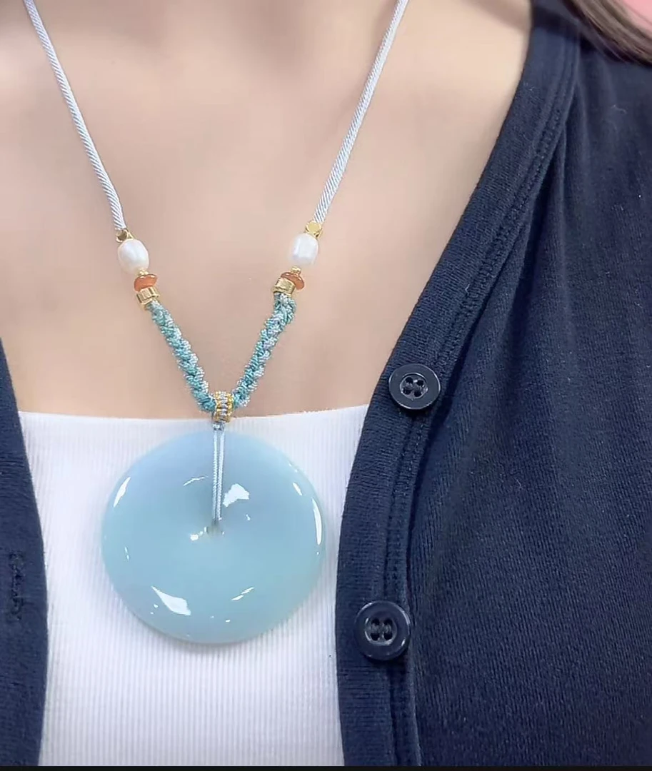 天然翡翠A货平安扣2（多样性发货发其一）宽48-51厚6-8送绳