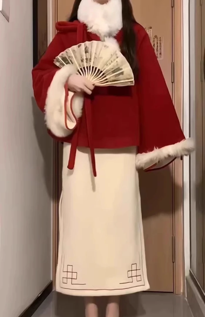 秋冬季新款套装2025年女款新中式国风时尚红色新年过年衣服连衣裙