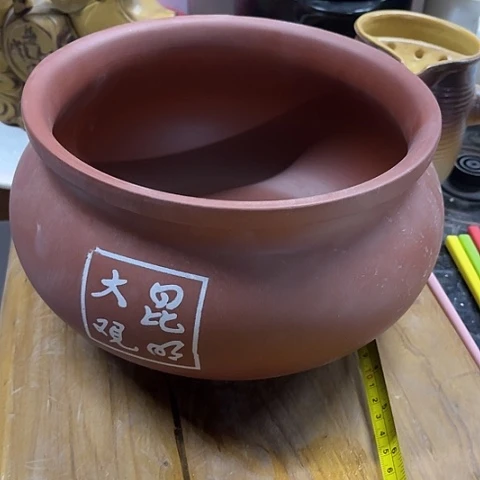 微瑕，不能明火，口径20，高13紫砂无盖3L汤锅