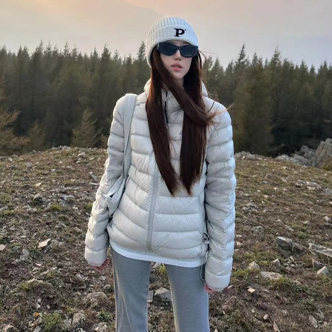 刺绣韩版排骨棉服女2025新款轻薄修身短款加厚显瘦连帽外套潮棉衣
