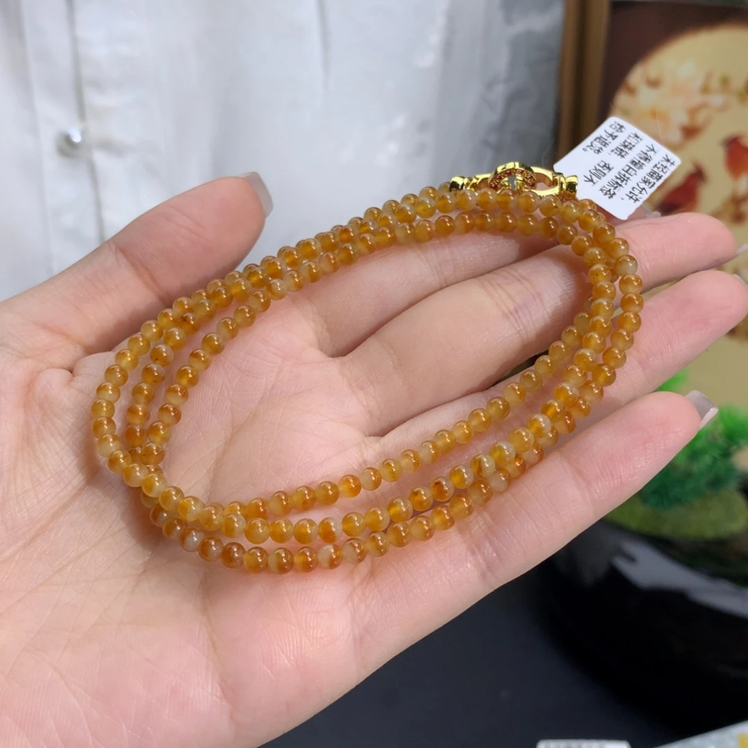 未镶嵌手串翡翠卡3.5冰胶鸳鸯橘黄翡