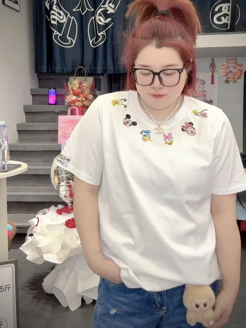 涵涵家~洋气百搭重工刺绣短袖t恤#1590