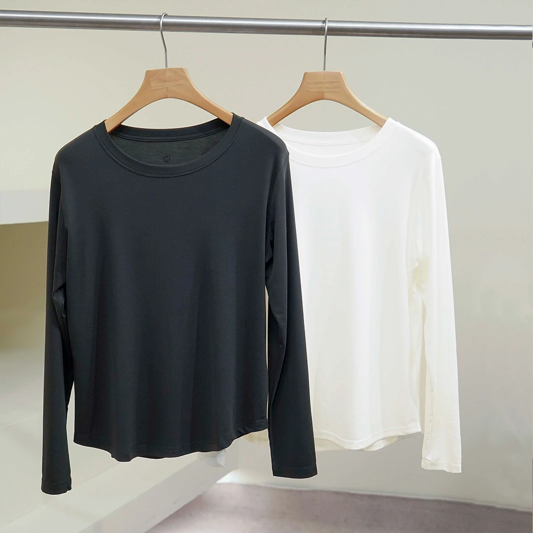 【深圳工厂直发】轻奢运动风冰氧圆弧长袖T恤  WG72FT2080