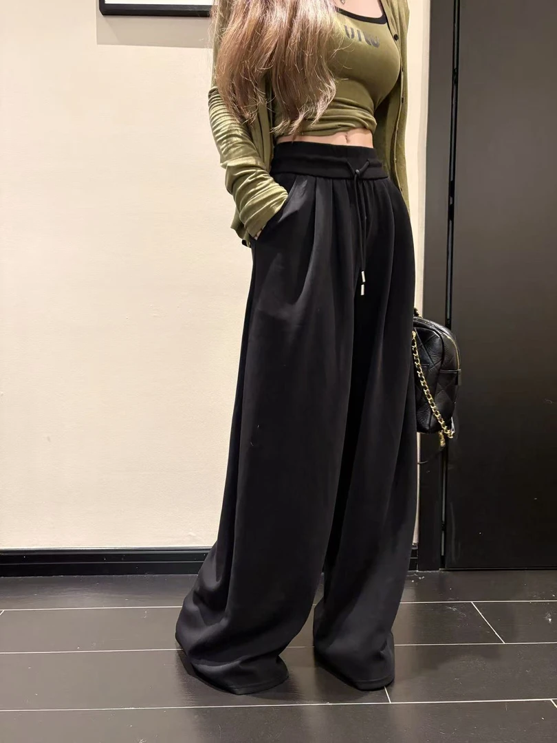 GUIDI GUDI【左心房】休闲抽绳宽松直筒长裤/黄加蓝