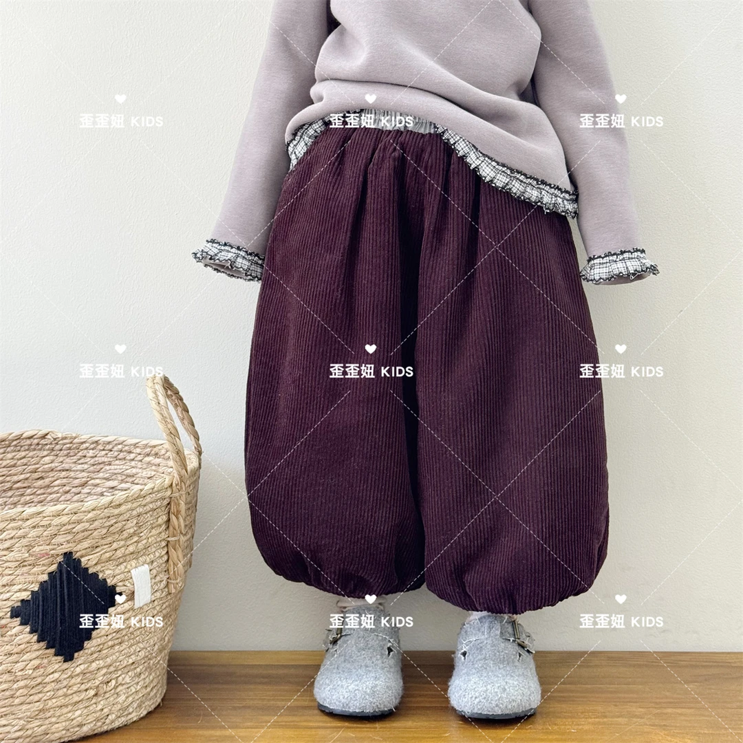 【歪歪妞童装】7811儿童复古森系灯芯绒收脚裤灯笼裤