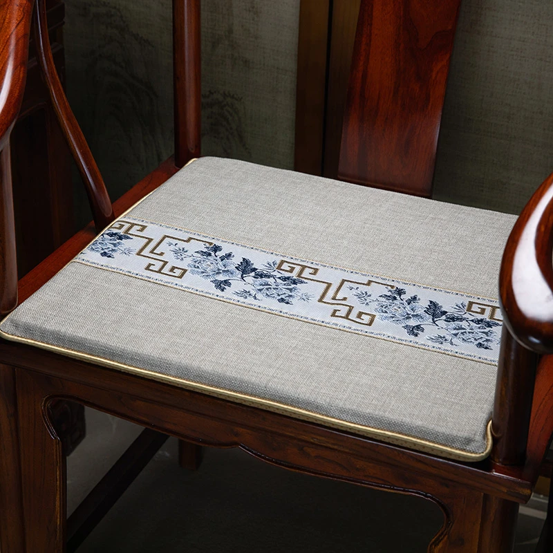 新中式红木椅垫办公室茶桌茶台沙发通用防滑可拆洗定制家用餐椅垫