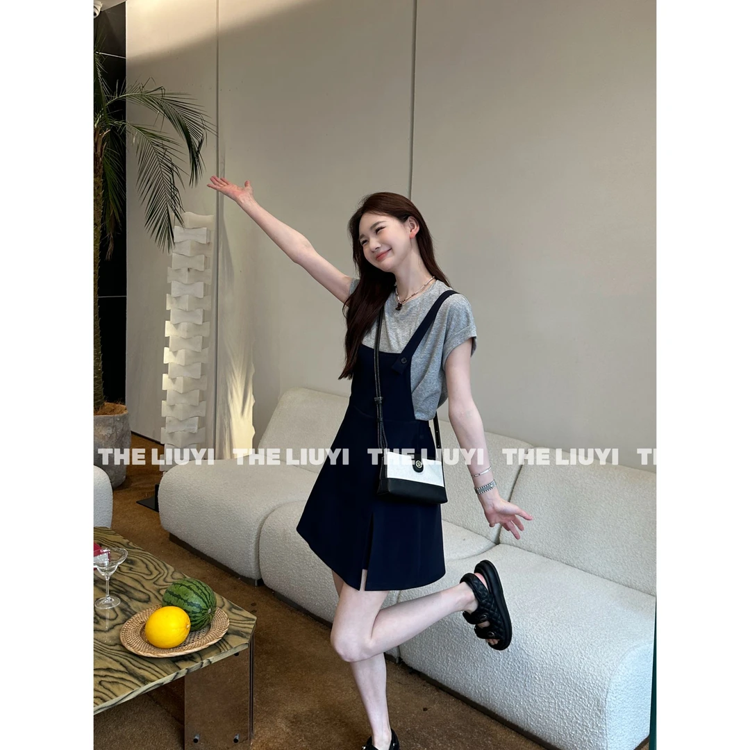 【LIUYI】夏季减龄显瘦背带裙裤56023