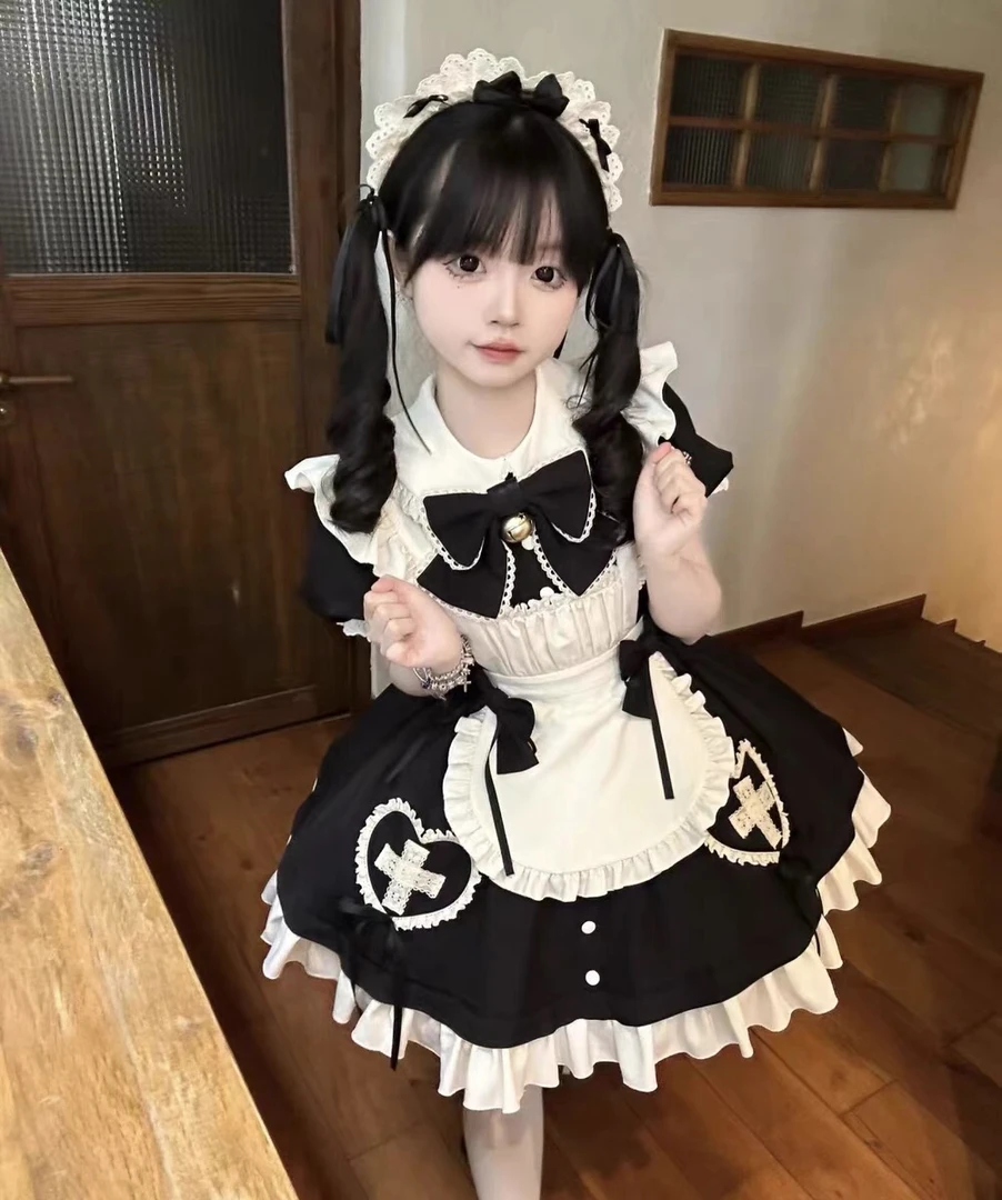 【心动告急】甜美lolita收腰飞袖围裙优雅女仆连衣裙心动玩偶原创