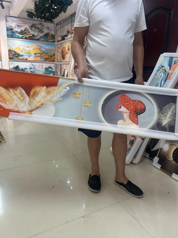 简约轻奢背景墙挂画艺术壁画晶瓷镶钻