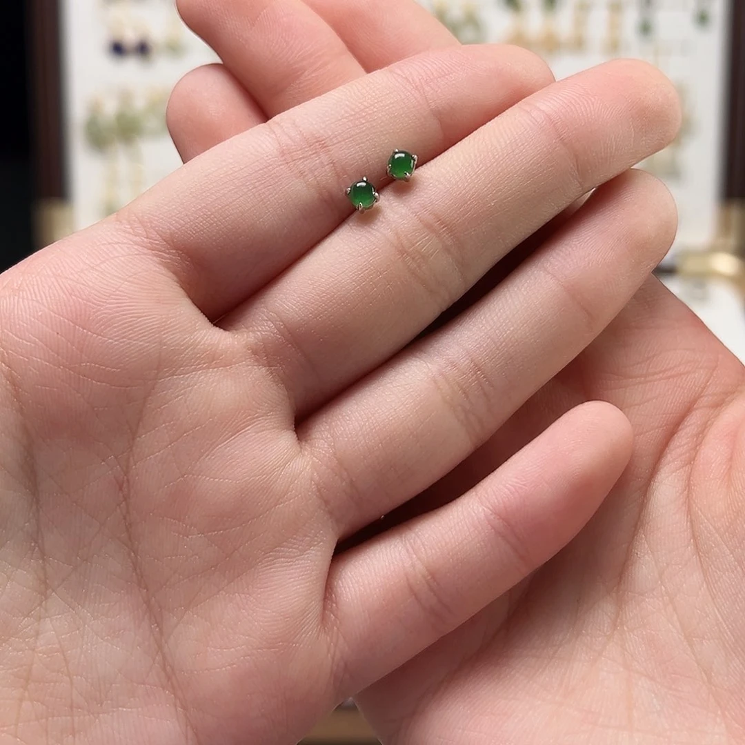 银S925镶嵌和田玉耳饰