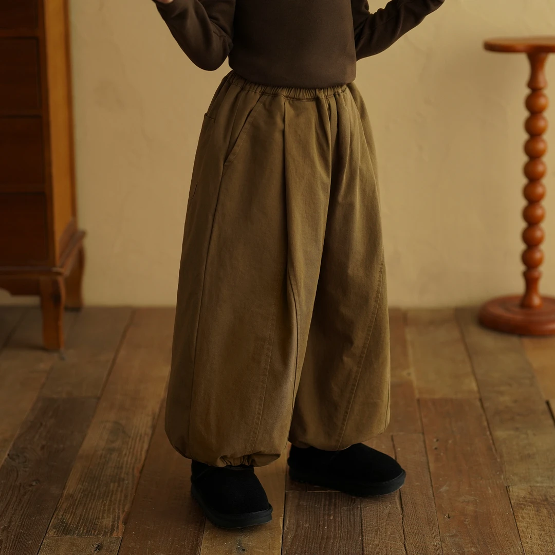 砚台家童装男童加绒森系灯笼裤冬装新款儿童休闲长裤