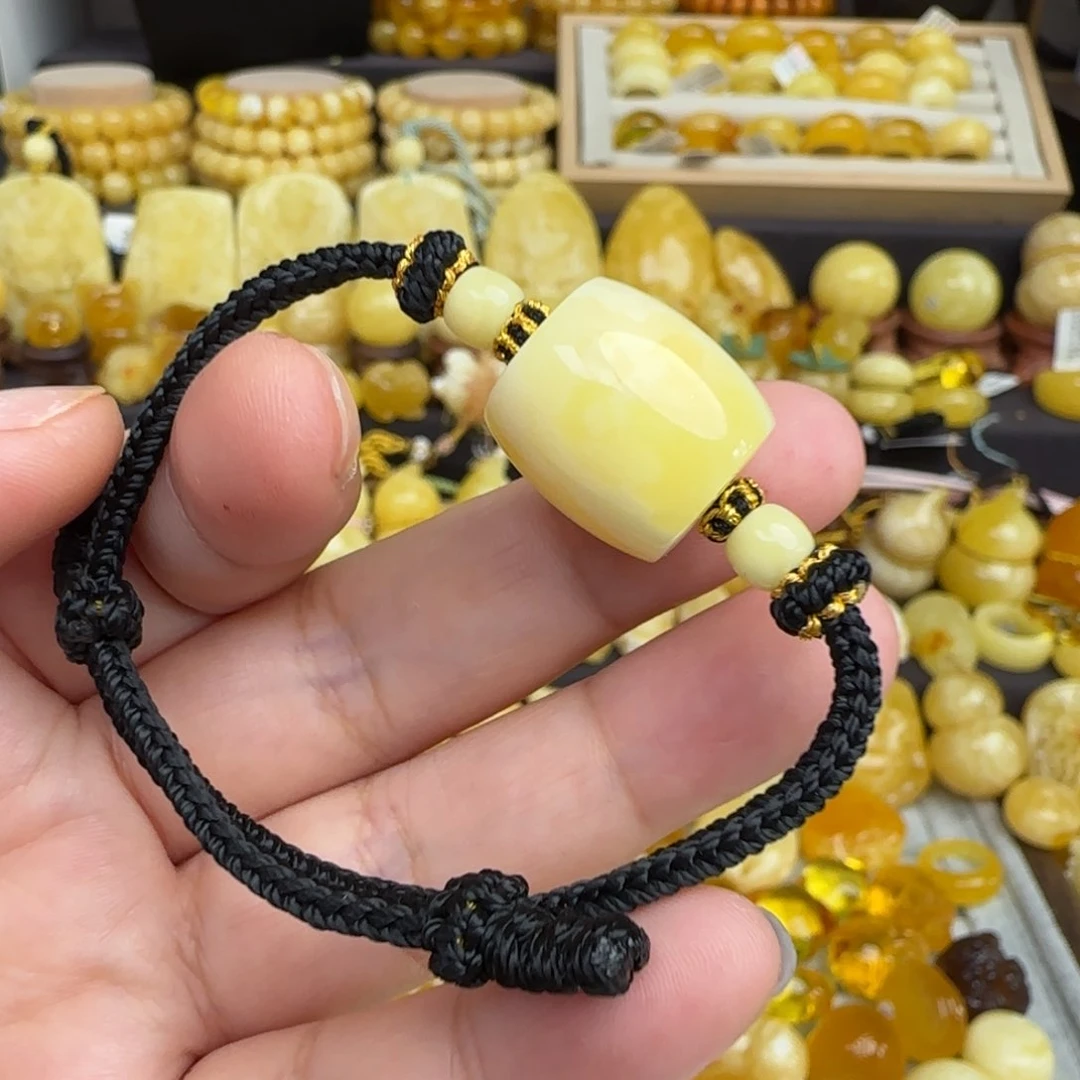 未镶嵌琥珀手绳天然蜜蜡桶珠手绳