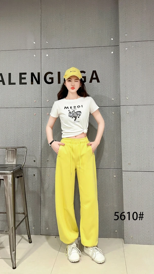5610女款时尚百搭裤脚可抽绳休闲裤