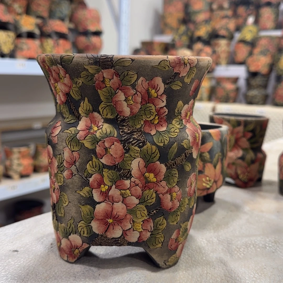 小***～紫砂花盆精品多肉手绘花盆