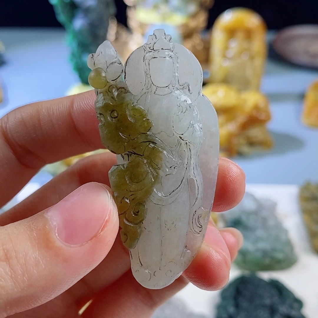 定制翡翠未镶嵌天然a货翡翠站观音