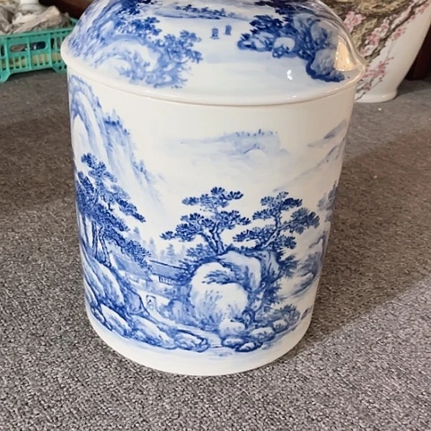 陶汪派山水汪沁青花