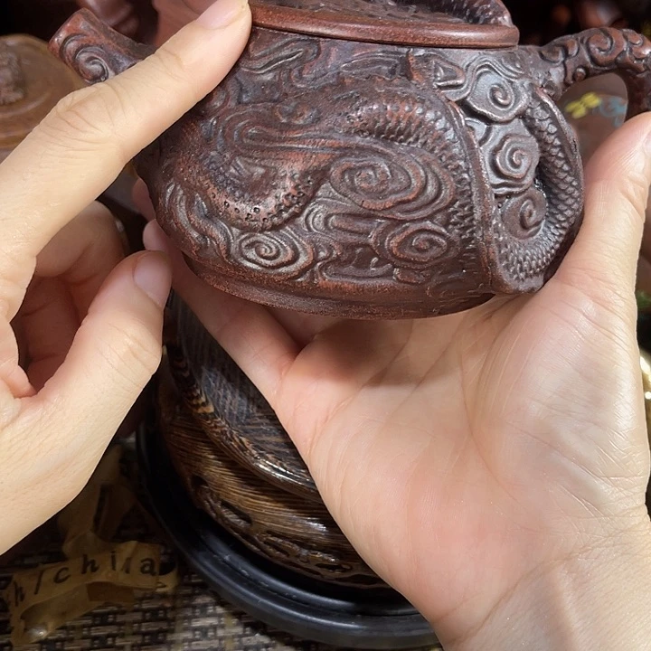 茶壶紫砂大家欢的一紫砂壶。把123