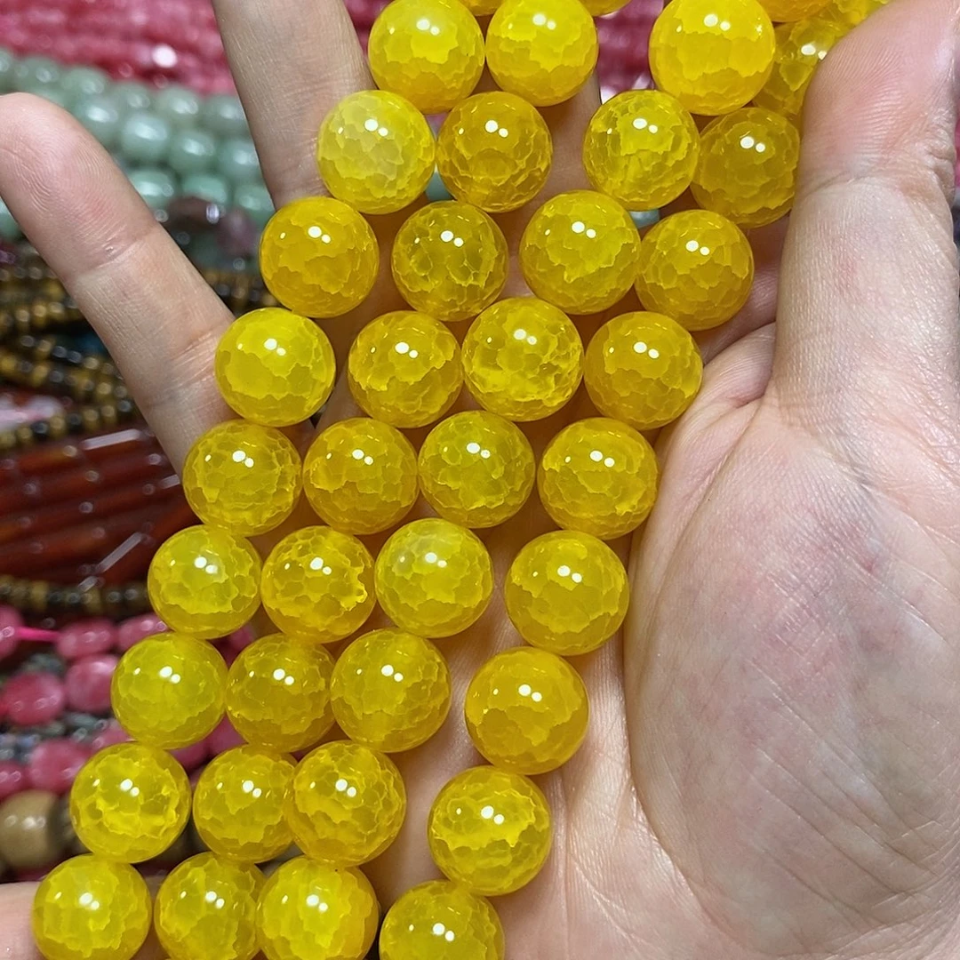 玛瑙/玉髓未镶嵌珠宝半成品黄龙鳞玛瑙一条卡14mm