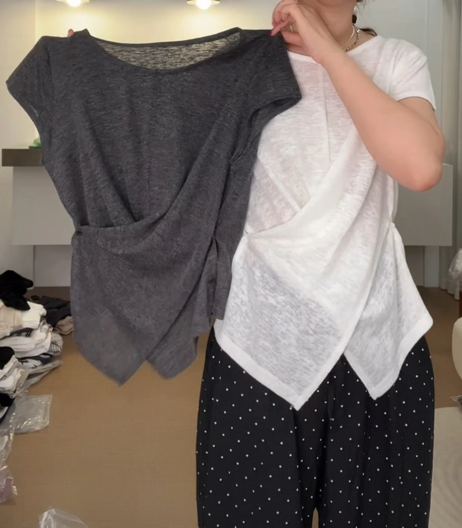 【慧姐韩国正品】2025夏新款LIM下摆交叉短袖/N0退N0换