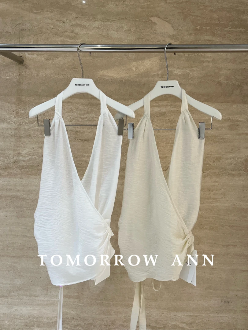 福秒-同色系！交叉设计感挂脖背心（TM11329#）TM