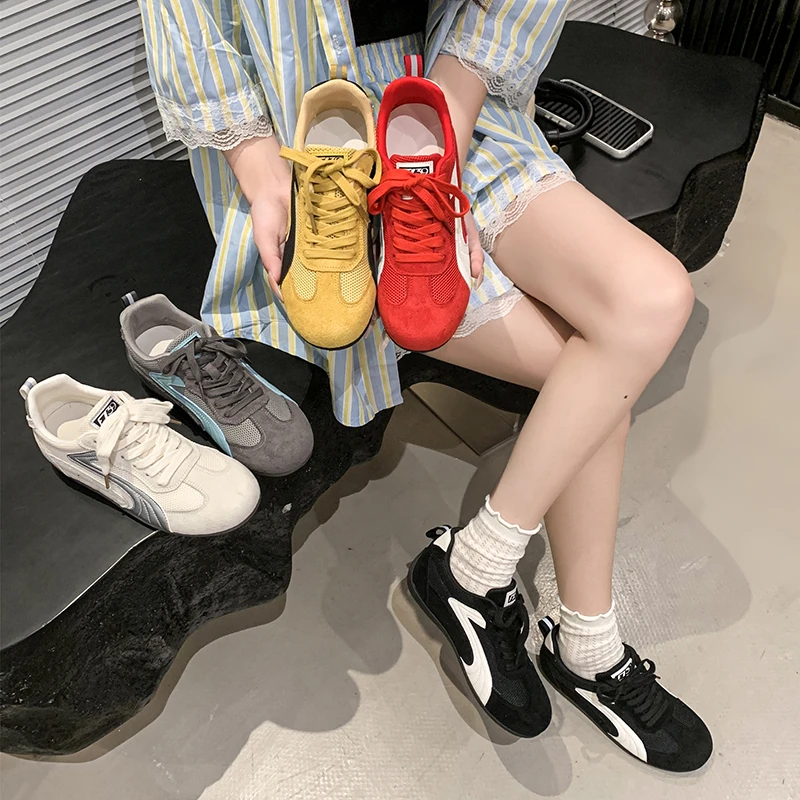 德训鞋2025爆款复古女款增高赛车鞋休闲软底透气百搭运动鞋新款