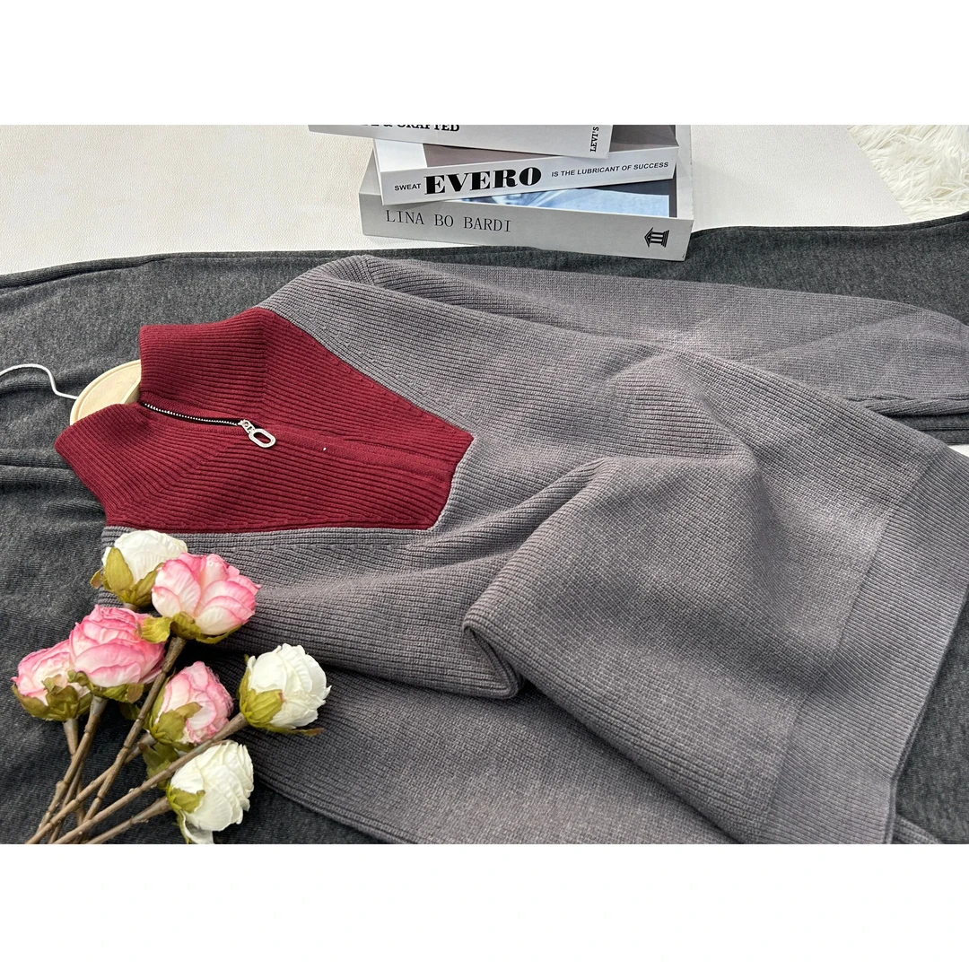 【拉链套头灰色】秋款长袖气质款显瘦上衣QC1784