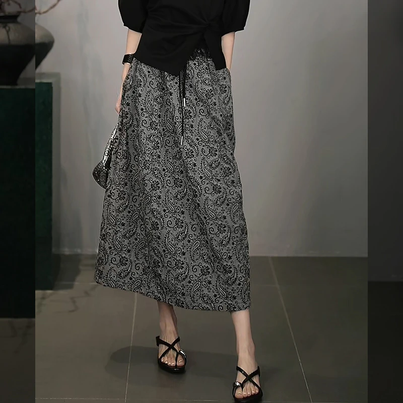 溶溶【小岛画境】RONG 绵羊毛混纺蕾丝波西米亚百搭半身裙25C8095