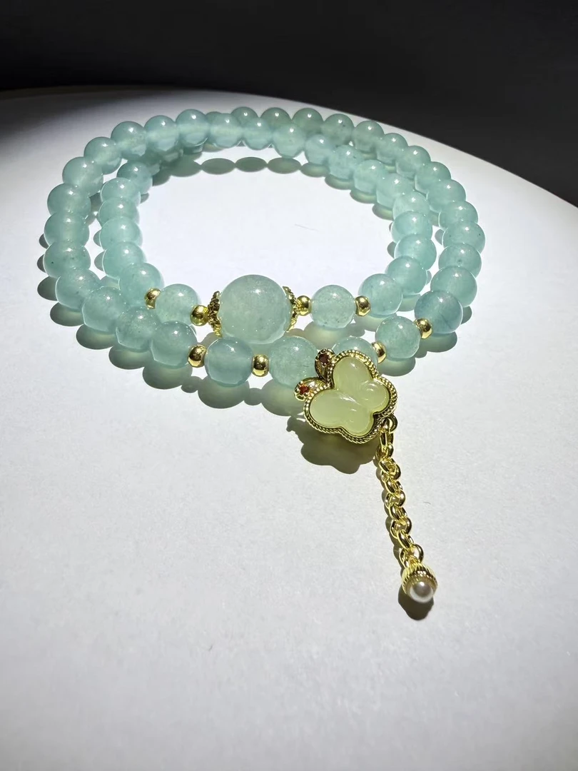 DL-1326-浅绿石英质玉+蝴蝶配饰