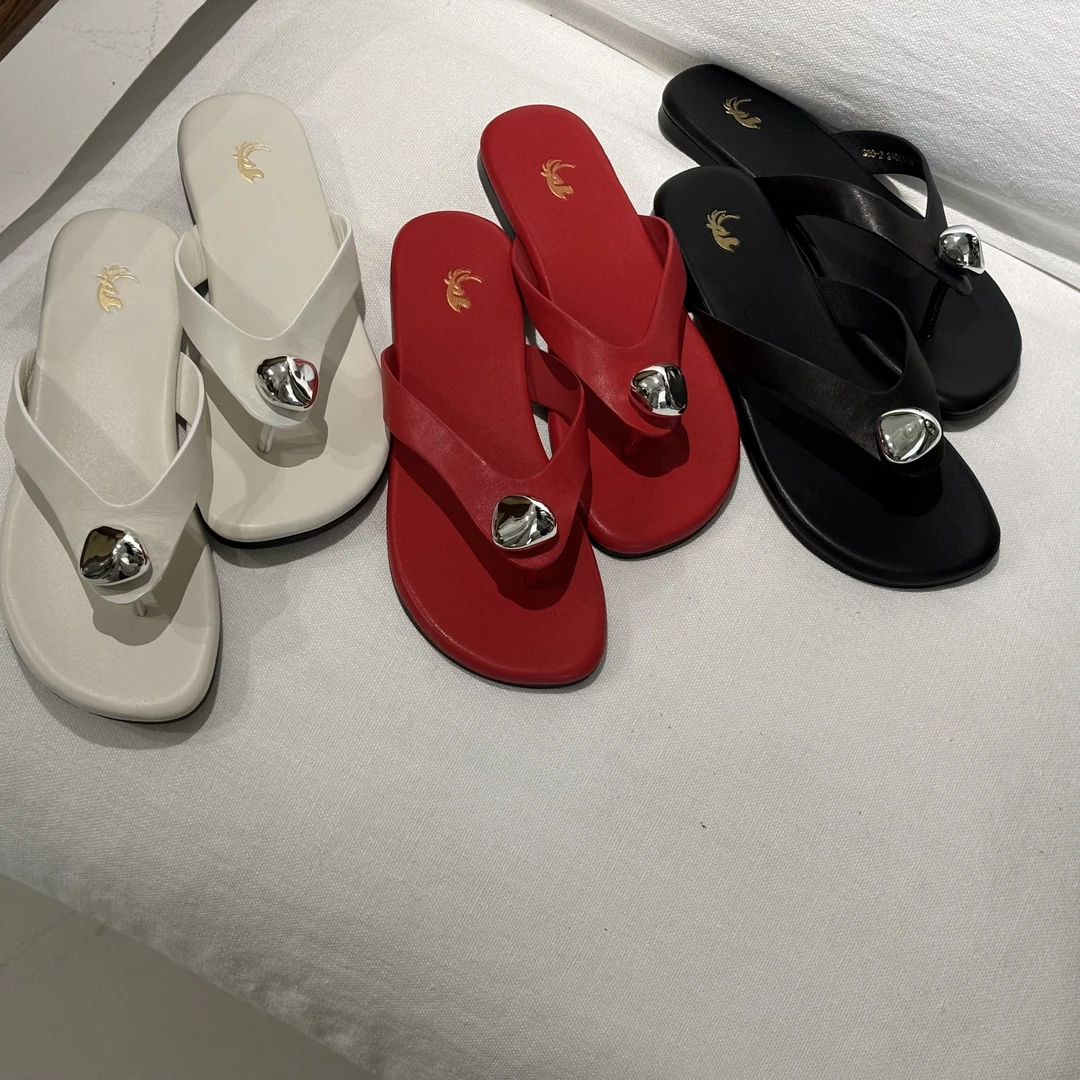 【塔鹿蕾】25年新款夏季真皮平底夹趾人字拖凉鞋360-2