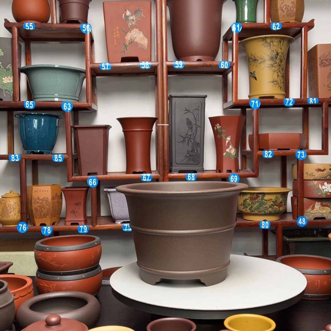 紫砂花盆张****）圆盆花盆