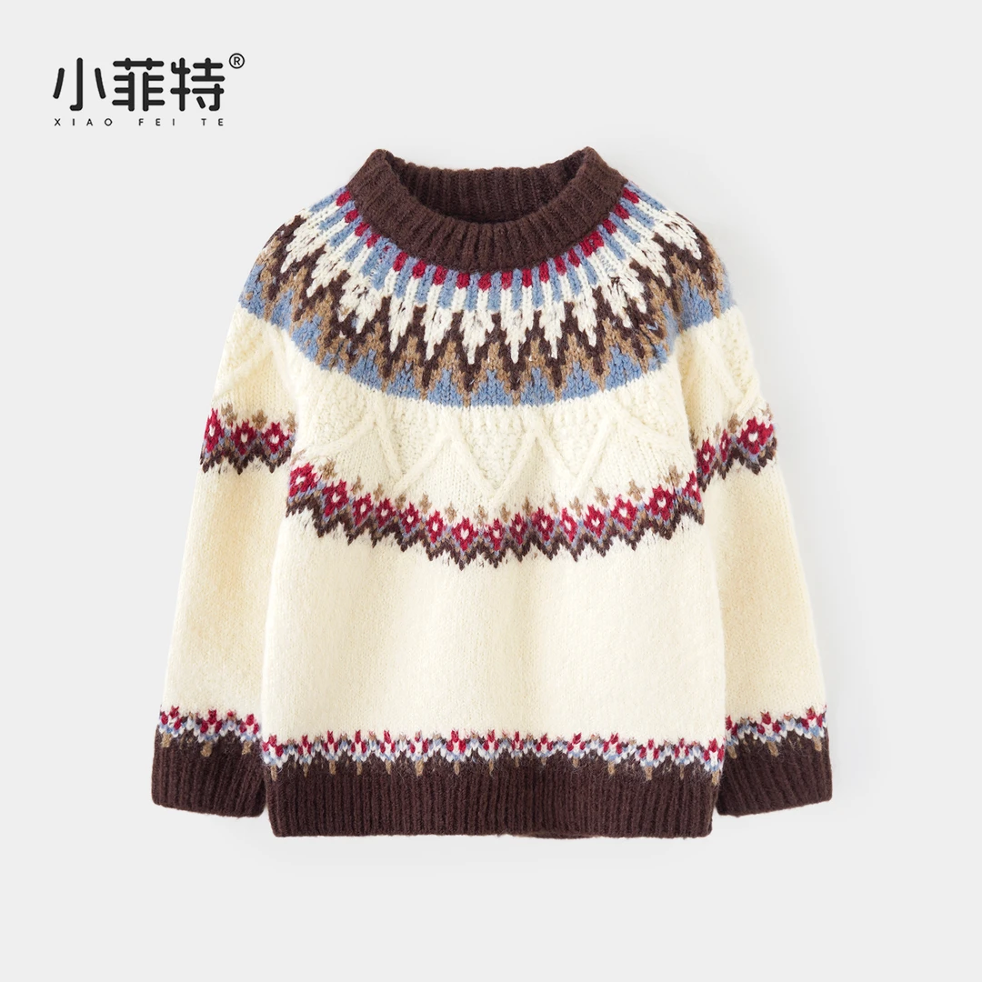 小菲特女童冬装加厚毛衣中大童保暖针织衫儿童洋气上衣MFYD57214