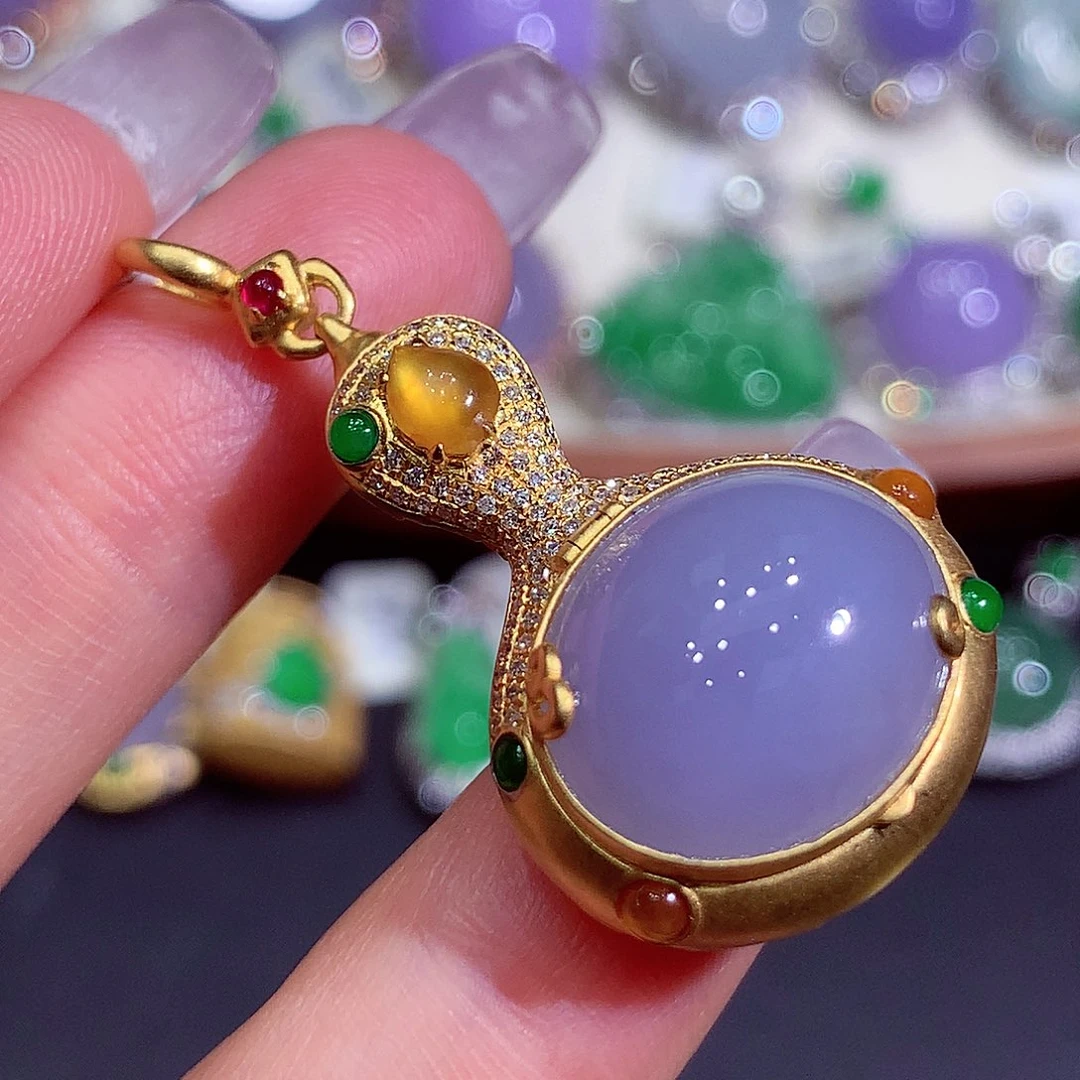 翡翠18K金镶嵌吊坠(不含链)