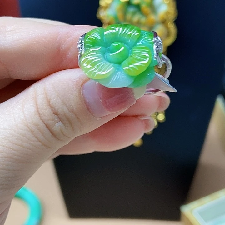 翡翠未镶嵌颈饰戒指