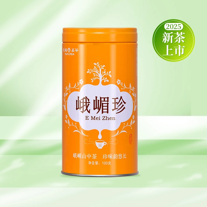 天福茗茶四川峨嵋珍绿茶四川高山绿茶叶鲜爽 铁罐装100G 2025新茶