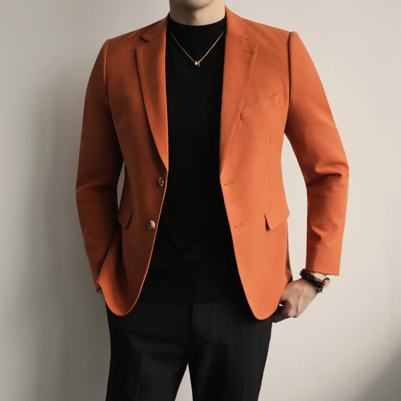 新款男士休闲西服潮流韩版小西装秋冬修身西装纯色单西外套上衣