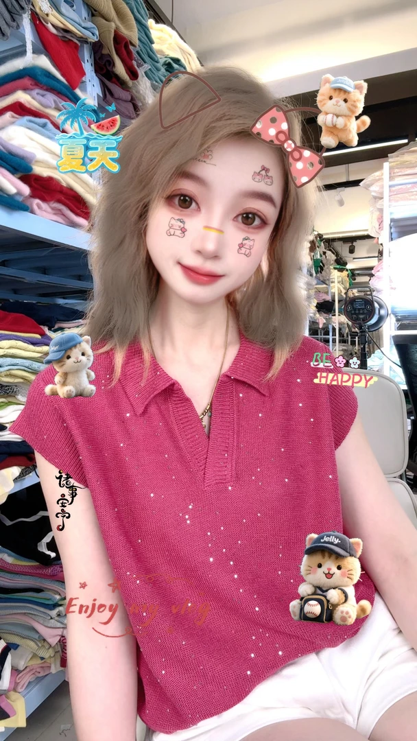 【400-499】时尚气质休闲圆领名媛慵懒针织上衣春夏网红长袖百搭