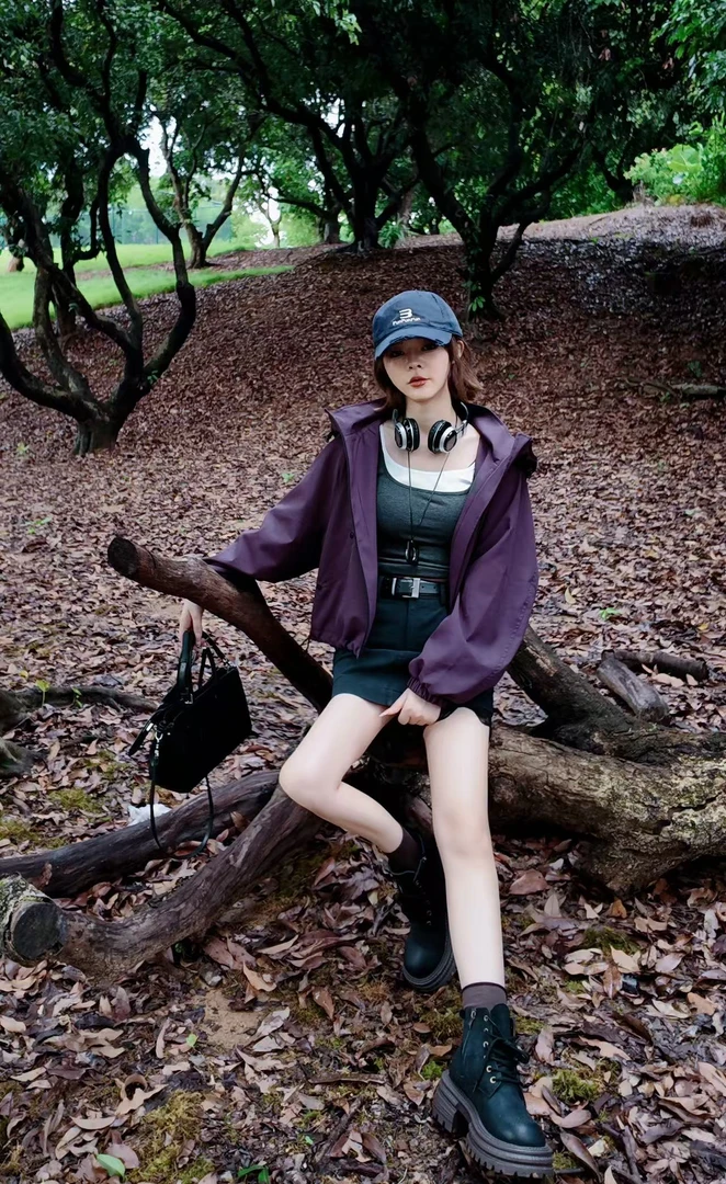 《香香严选》“多肉葡萄”2025秋季琥珀流光工装夹克外套女士宽松显瘦