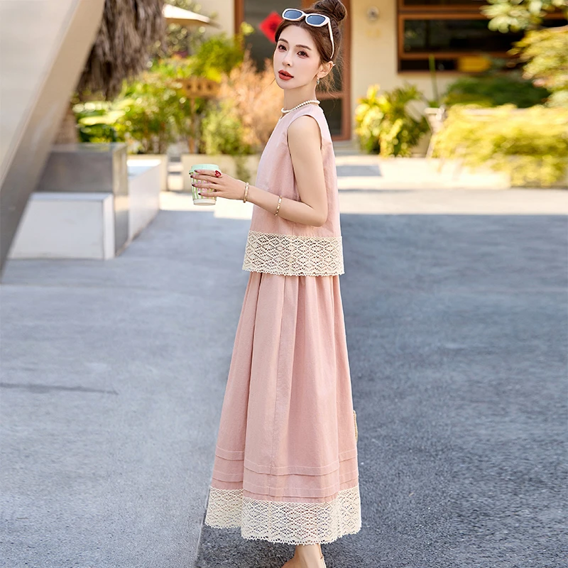 时尚气质连衣裙套装女夏季新款高端显瘦背心半身长裙子穿搭两件套