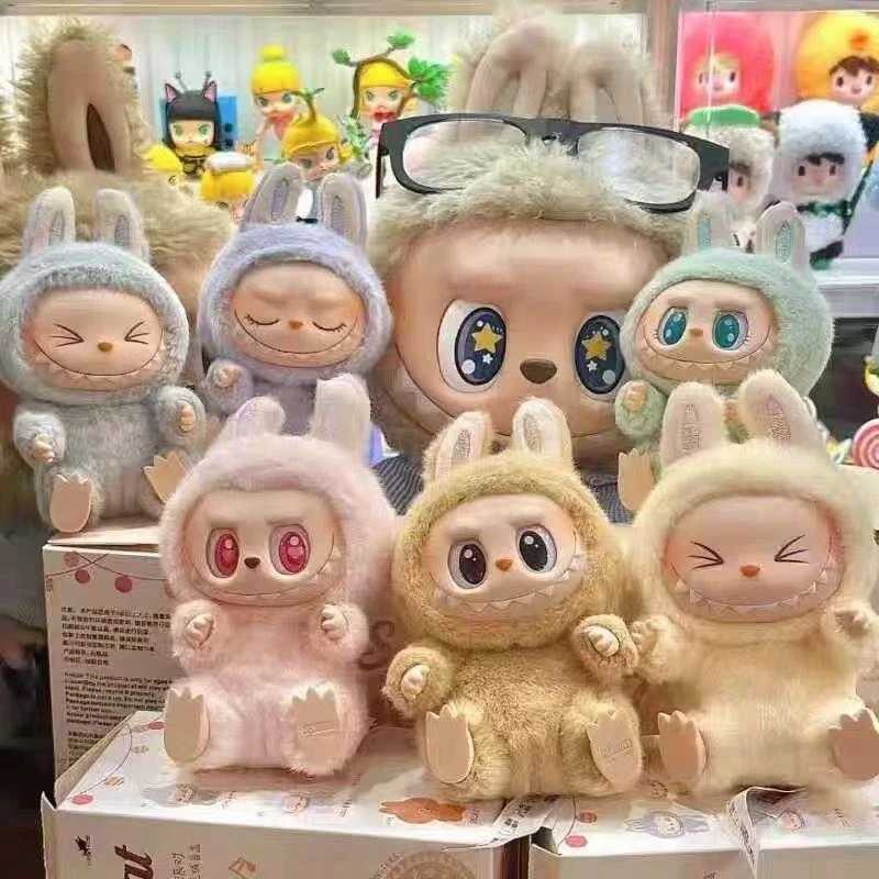 泡泡玛特啦布布马卡龙搪胶脸坐坐派对二代指定款毛绒礼物钥匙挂件