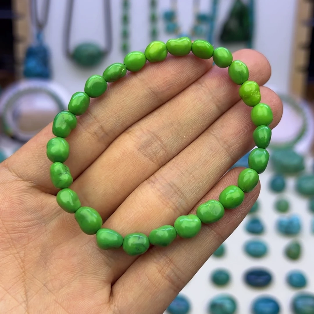 纸**行菜籽绿玉化随型手串