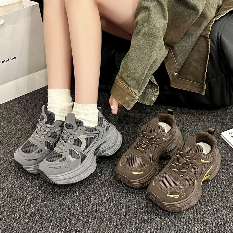 欧货时尚高级感运动老爹鞋女2025秋季新款厚底网面百搭休闲鞋子女