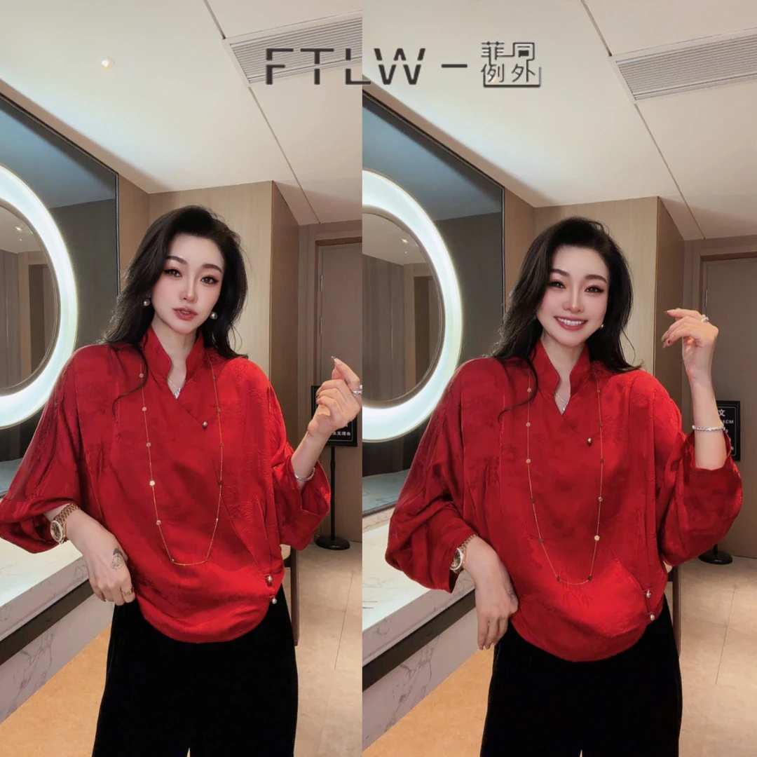 FTLW-【赤韵新章】高级感气质时尚优雅上衣-4180