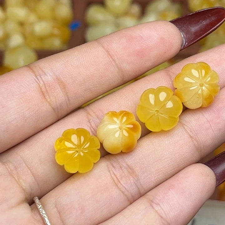 蜜蜡未镶嵌珠宝奇石鸡油黄满蜡妖花南瓜配饰一个