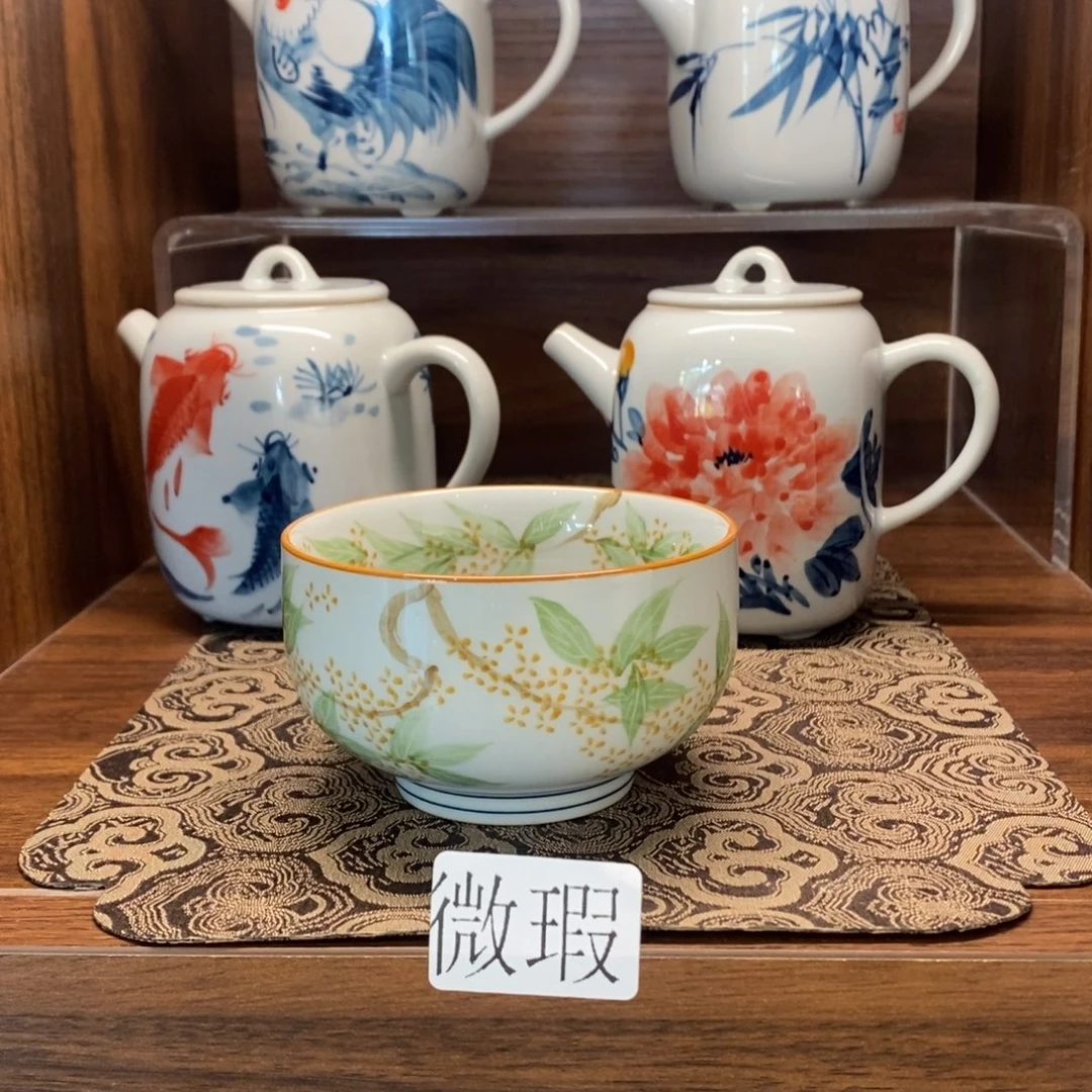 釉下手绘茶具微瑕