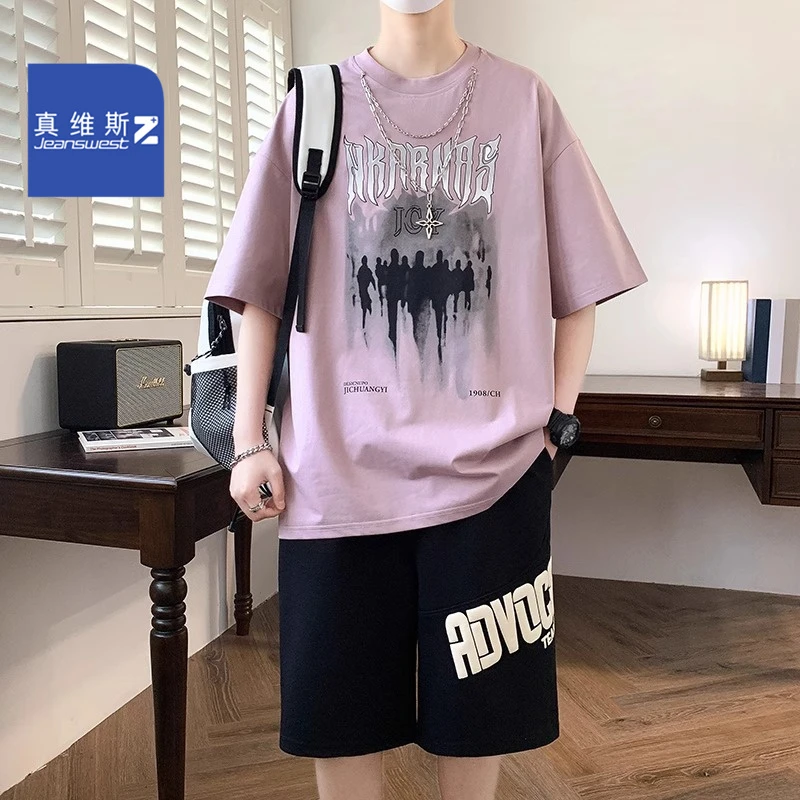 真维斯Z品牌休闲运动套装青少年短袖t恤男孩12-15岁学生帅气夏装