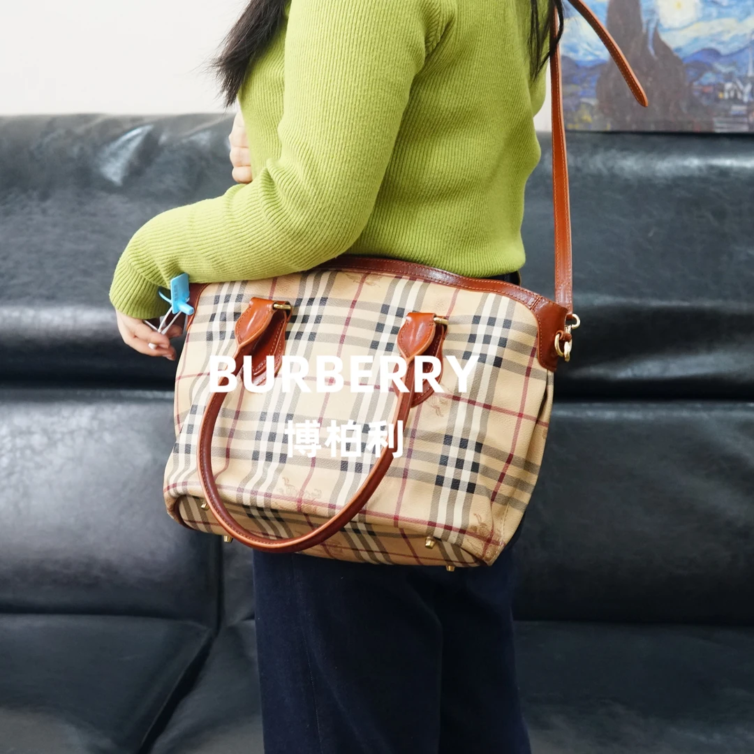 95新 BURBERRY/博柏利 巴宝莉/格纹斜挎包/FYWJ12723336/3336