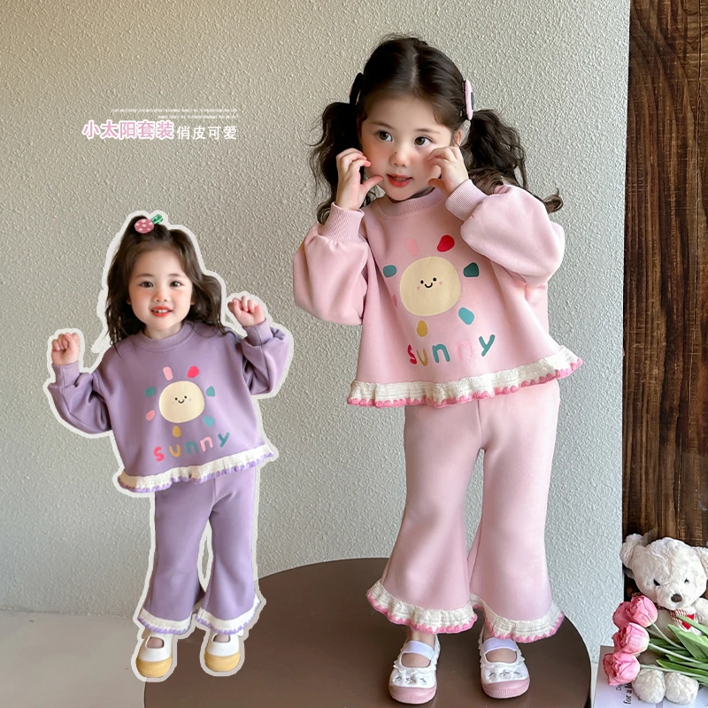 2025女童春秋韩版百搭卫衣中小童休闲运动套装外出潮服儿童两件装